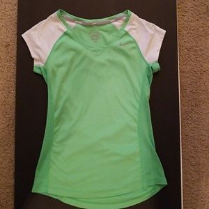 Bright green and white Nike dri fit top